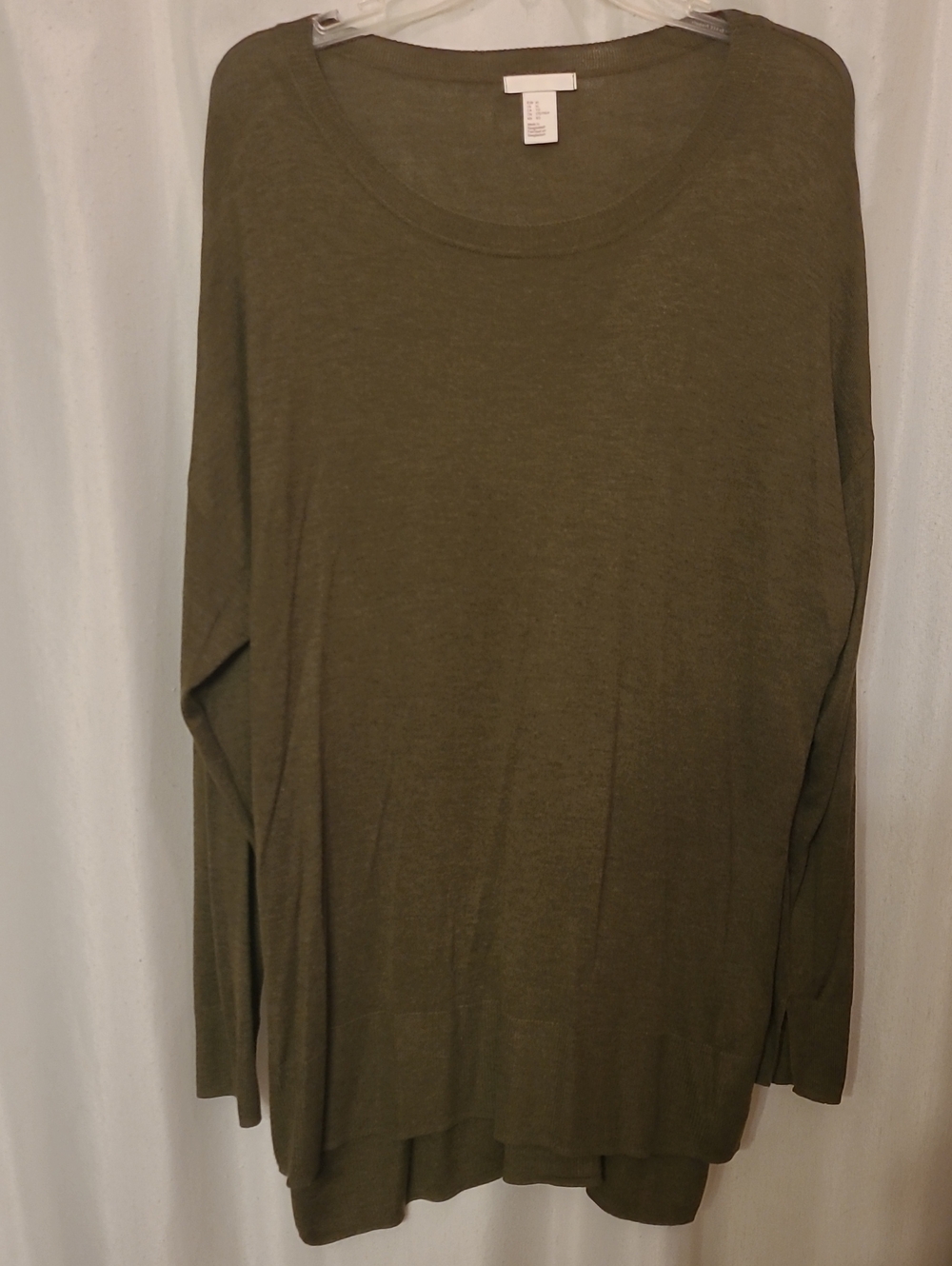 H&M Olive Crewneck Long-Sleeve Sweater